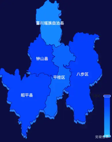 echarts贺州市地图visualMap颜色设置实例